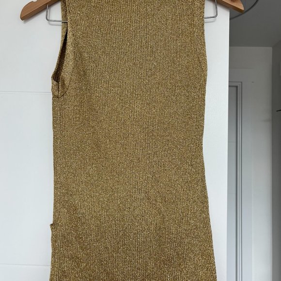 Vintage gold Metallic Sweater Vest Cardigan XS/S - Picture 2 of 4